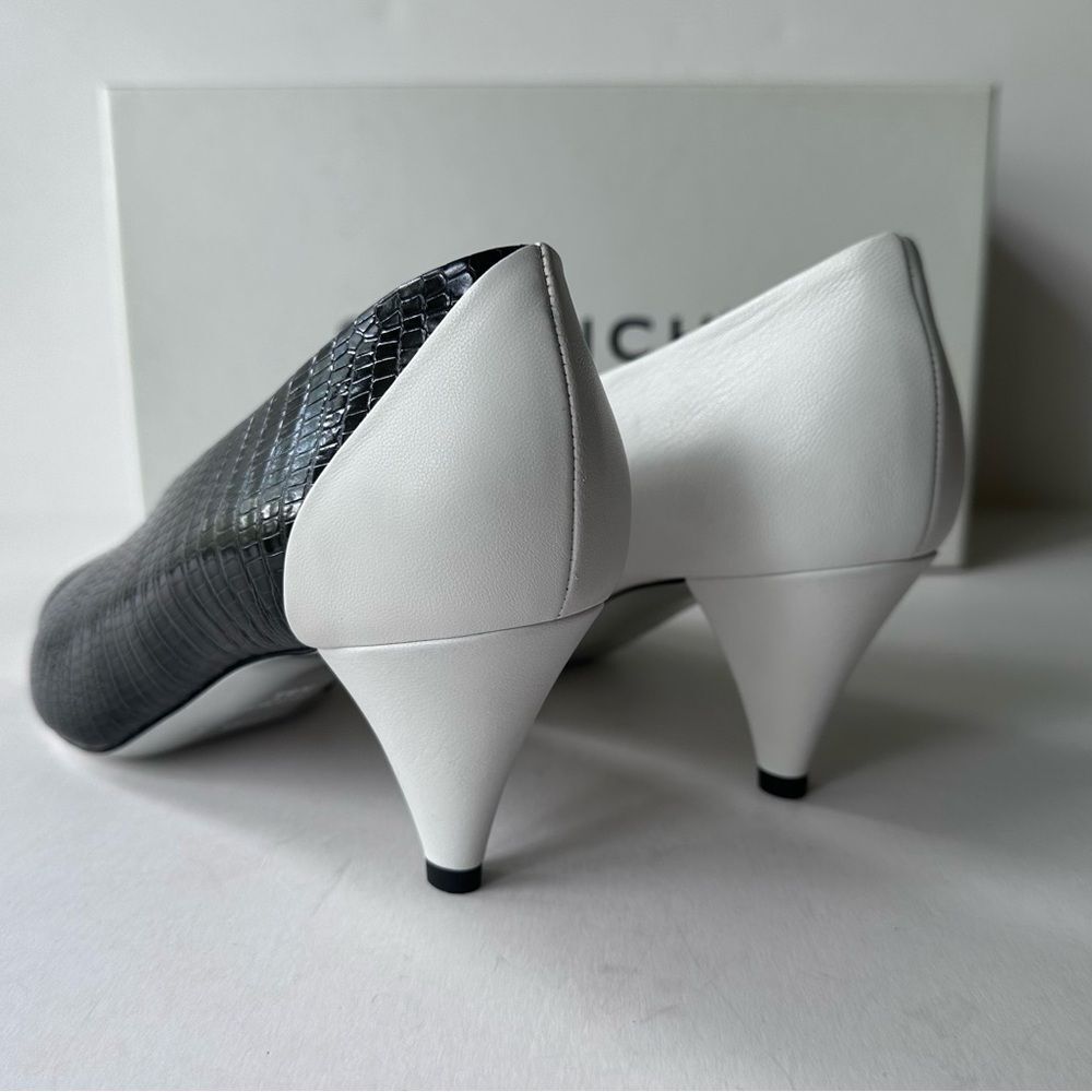 Givenchy Mod Black & White Lambskin & Exotic Pointed Toe Heels 38.5 EU 8 US - Picture 10 of 16